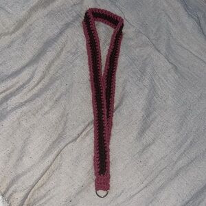 Handcrafted Pink and Brown Crochet Lanyard